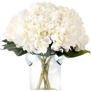 Cabin 6pcs Fake White Flowers Artificial Silk Hydrangea Flowers Bouquets Faux